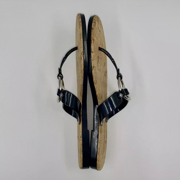 Bernardo Jelly Thong Sandals in Black/Cork/Silvertone Size 10 - Picture 5 of 7